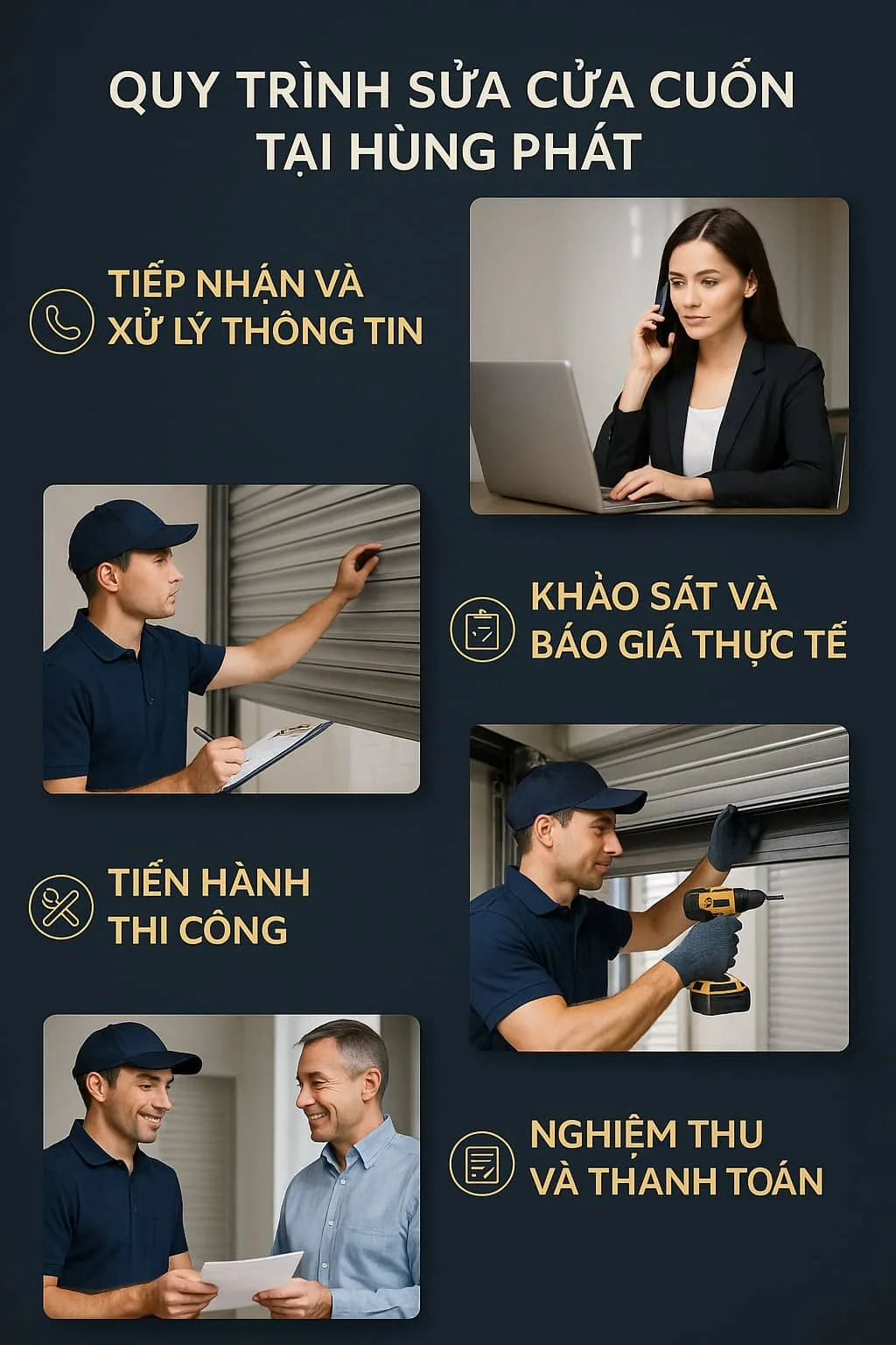 Sửa Cửa Cuốn Tân Bình Giá Rẻ 24/24_Có Thợ Sau 15P★Sale 30% Quy trình sửa cửa cuốn Tân Bình tại Hùng Phát